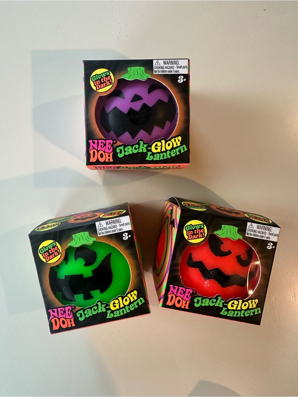 NeeDoh Jack-Glow Lantern Bundle of 3 - Purple, Green, Red